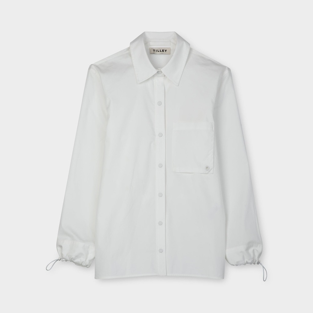 TILLEY Snap Front Tech Shirt Long Sleeve Women’s White Size Large
